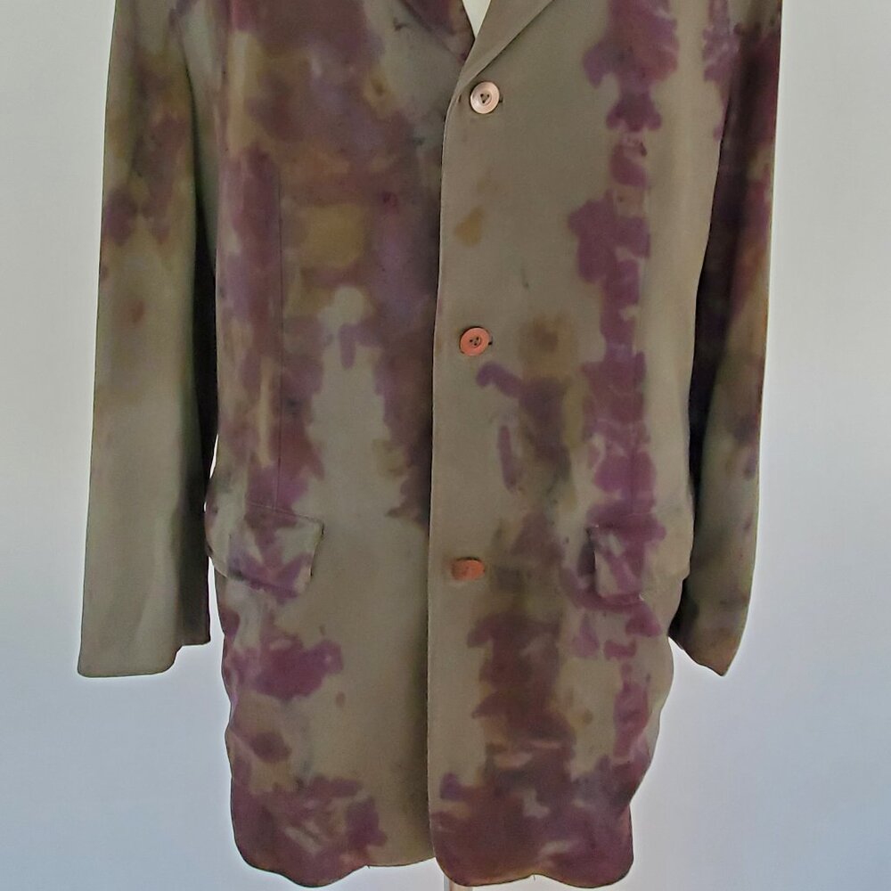 Tommy Bahama silk Blazer sport coat green brown Medium large camo painted black - Picture 6 of 14